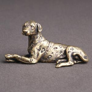Laiton assis Antique chien Sculpture Portable à la main en Bronze massif chien Figurine décorative pièce maîtresse en gros - Product Image 4