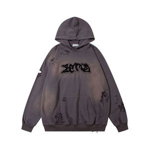 2024 nuevo estilo de ropa de calle de alta calidad para hombres, Sudadera con capucha bordada desgastada, gran oferta, diseño de tendencia, Sudadera con capucha desgastada para hombres - Product Image 2
