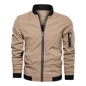 Chaqueta de bombardero informal para hombre con logotipo personalizado y abrigo de manga larga con cuello levantado para otoño e invierno a prueba de viento - Product Image 4