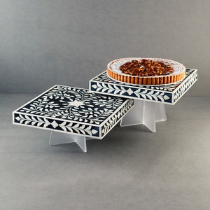 Plateaux ronds en nacre Plateau décoratif de luxe Plateaux de service artistique Fournitures pour restaurants et hôtels Support à gâteaux - Product Image 6