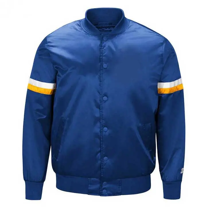 New Fashion Men Polyester Button Closure Jacket Custom Satin Varsity Baseball Winter Satin Jacket