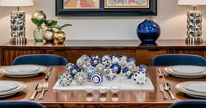 Set of 25 Hand Painted Blue and White Ceramic Modern Kitchen & Bathroom Cabinet Drawer <b>Handles</b> and Knobs - Product Image 4