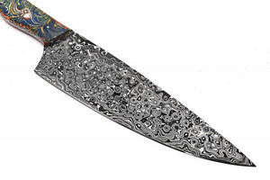 Cuchillo de chef hecho a mano personalizado 12 pulgadas cuchillo de chef de acero de Damasco mango de resina epoxi cuchillos de cocina - Product Image 5