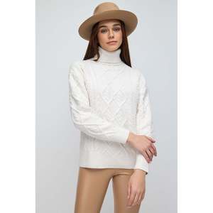 Pull décontracté à col pêcheur tressé, méthode de tissage non tissé - Product Image 2