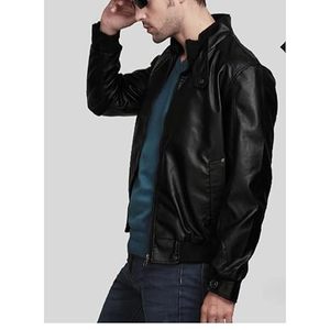 Chaqueta Clásica de Invierno para Hombre, de Cuero PU Suave, Impermeable, de Secado Rápido, Estilo Urbano, Cuello Alto, Diseño de Lona - Product Image 3