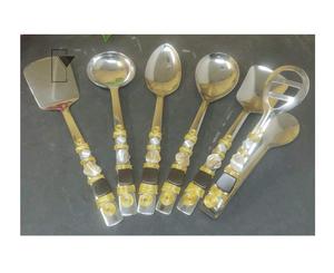 Ensemble de cuillères de service en acier inoxydable de haute qualité 6 pièces en métal orné d'occasions de fête utilisation de la cuisine exportation de qualité - Product Image 1
