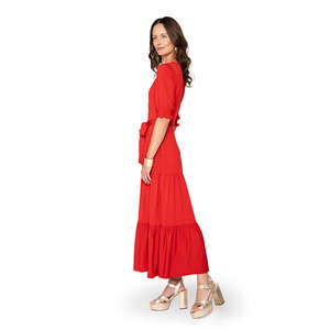 Abito Leota Marlo a trapezio con vita avvolgente in tessuto crepe Barbados tinta unita - Product Image 3