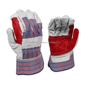 Guantes de trabajo de aparejo canadiense de cuero de vaca Natural de alta calidad Guantes de seguridad de protección de manos de construcción industrial - Product Image 6