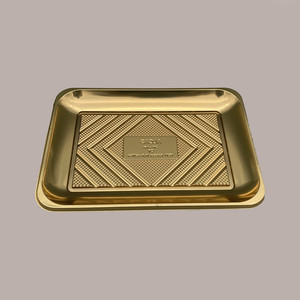 100 Pcs Kadò Plateaux de service en plastique doré n ° 4 Alcas 293x210H22mm Plateau à pâtisserie - Product Image 3