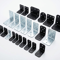 Soporte de Esquina en Forma de L de Metal Resistente, Galvanizado y con Recubrimiento Negro, Soportes de Ángulo de 90 Grados para Muebles