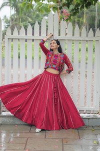 Occasions Special Rayon Fabric Lehengha Choli with Designer Embroidery and Koti Work Gorgeous Party Wear Quick Dry - Product Image 6
