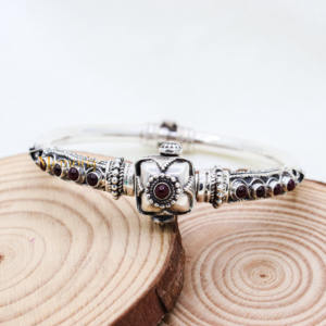 Buy Lab Created Ruby Gemstone 925 <b>Sterling</b> <b>Silver</b> Kada <b>Bracelet</b> for <b>Women</b> Traditional Handmade Jewelry Suppliers Wholesale - Product Image 4