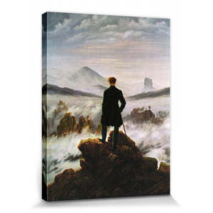 Impresión en Lienzo de Paisaje Digital Moderno: Viajero en el Mar de Niebla, Pintura al Óleo para Decoración de Sala de Estar - Product Image 1