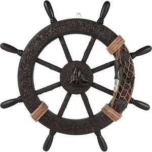 Antique Decor <b>Wooden</b> Ship Wheel <b>Wooden</b> <b>Polish</b> with Brass Hub and Decorative Products for All Decoration Place from India - Product Image 4