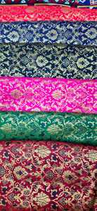 Brocart de soie Banarasi indien traditionnel tissé à la main sur des métiers spéciaux en tissu tricoté Jacquard de style mariage Varanasi - Product Image 6