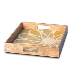Plateau de service en bois de taille personnalisée, vaisselle de décoration de table de fête de mariage, plateaux en bois de rotin pour service alimentaire - Product Image 2