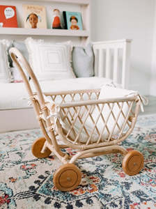 Poussette de bébé en rotin pour décoration de chambre d'enfants et soins d'enfants, jouets de poussette de bébé en rotin vente en gros - Product Image 2