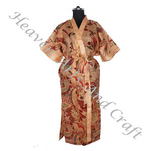 KL013 Bohemian Silk Sari <b>Kimono</b> <b>Long</b> <b>Robe</b> Summer Wear Bikini Silk Cover up Wholesale Silk Sari Vintage Vintage Sari <b>Kimono</b> <b>Long</b> - Product Image 2