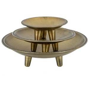 Ensemble de plateaux de service ronds en or de luxe, plateau décoratif en métal avec poignée torsadée pour table basse, mariage, décoration de la maison - Product Image 4