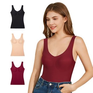 Débardeur côtelé brodé sur mesure Débardeurs ajustés de gymnastique Débardeurs unis col carré en coton côtelé sans manches Débardeurs pour femmes - Product Image 1