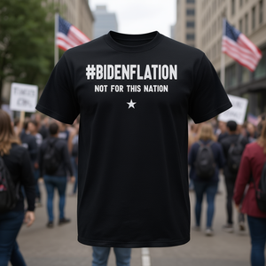 Maglietta BidenFlation Not For This Nation, maglietta nera con dichiarazione politica - Product Image 3