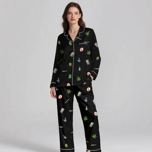 Conjunto de Pijama Ligero de Seda Satén para Adultos, Estampado Digital, Elegante, Suave, Transpirable, Tela de Lujo - Product Image 3