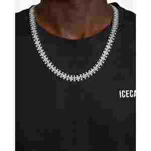 Chaîne à maillons croisés en or 14 carats 8 mm VVS, alliage de zinc, cadeau religieux chrétien - Product Image 1