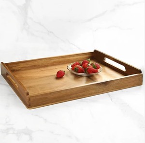 Plateau en bois de manguier naturel de qualité supérieure avec poignées Plateau de service en bois sculpté à la main Table à manger Restaurant et hôtel Plateaux d'utilisation - Product Image 3