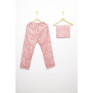 Best Selling Brown Floral Cotton <b>Pajama</b> Set Hand Block Print Nightwear <b>for</b> <b>Women</b> Lightweight <b>Summer</b> Lounge Set - Product Image 3