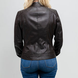 Veste d'hiver pour femme en cuir PU sur mesure, très populaire, avec doublure en satin, en lin/nylon, imperméable, coupe-vent et respirante - Product Image 2