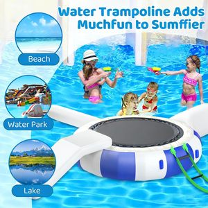 Trampolín Acuático Inflable de 10 Pies para Diversión de Verano, Flotador con Tobogán y Tubos de Equilibrio para Niños y Adultos, Ideal para Lagos, Piscinas y Océanos - Product Image 5