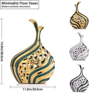 Jarrón artístico de Metal negro y dorado, aspecto de diseñador perfecto para decoración del hogar, mesa, bodas, exhibición de Hotel o propósito de regalo - Product Image 5