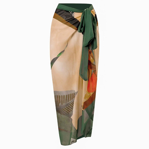 Women Beach Swim Wear One-piece Summer 2023 Print V-<b>neck</b> Quick Dry Breathable Swimwear with Skirt <b>Cover</b> up - Product Image 6