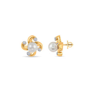 14k Gold <b>Diamond</b> <b>Pearl</b> Bloom Hoop <b>Earrings</b> for Women Religious Engagement Gift - Product Image 5
