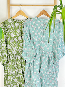 Vestido largo de algodón puro con estampado de bloques indios, patrón Vintage sólido Floral, terroso, elegante, Digital, cómodo, lavable, ecológico - Product Image 6