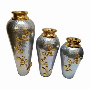 Juego de dos jarrones de suelo de Metal estándar para decoración del hogar de sala de estar, florero de aluminio decorativo hecho a mano - Product Image 6