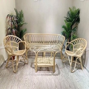 Ensemble de canapé léger en rotin de bambou fait à la main pour l'extérieur et l'intérieur dans le jardin, le patio, le salon et le banquet de l'hôtel. - Product Image 1