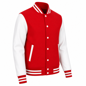 Chaqueta Varsity Personalizada para Hombre, Chaqueta de Béisbol con Botones a Presión, Mangas en Contraste, Ribete a Rayas, Chaqueta Varsity Sólida Estilo Universitario - Product Image 3