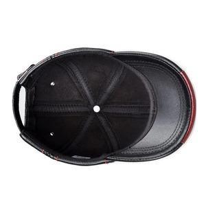 2025 haute qualité en cuir casquette de Baseball hommes femmes noir chapeau automne hiver en cuir véritable chapeaux classique en cuir casquette de Baseball - Product Image 2