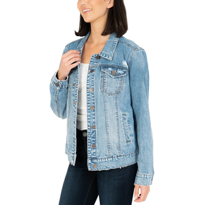 Women's Casual Outwear Slim Fit <b>Denim</b> Jacket OEM/ODM Wholesale Hot Sale Street Style Fashion with Cotton Filling Button Style - Product Image 3
