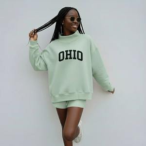 Relaxed Fit <b>Women</b> Oversized Mockneck Sweatshirt Long Autumn Casual Warm <b>Fleece</b> Soft Cotton Stylish Winter <b>Top</b> - Product Image 3