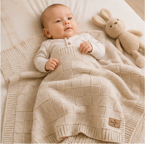 Wholesale Baby Knitted Blankets Soft Breathable Cotton Cable Knit Infant Nursery Receiving Blanket Supplier From Denizli Turkey - Product Image 6