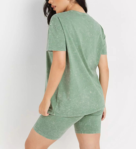 Vêtements d'été décontractés sur mesure 100% coton T-shirt et short de motard surdimensionnés ensemble 2 pièces ensemble de motard pour femmes - Product Image 6