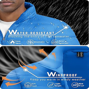 Veste matelassée en toile coupe-vent d'hiver en gros, col montant, logo frontal, imperméable, personnalisable OEM - Product Image 2