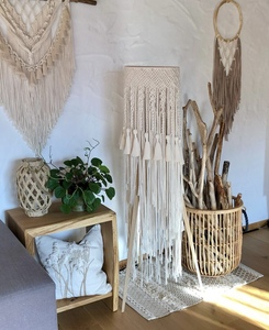 Pantalla cuadrada de algodón bohemio, lámpara de macramé, decoración ecológica para el hogar, candelabros de luz colgantes, diseño elegante para Baño - Product Image 1