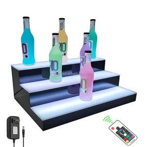 20-Zoll-LED-beleuchtetes Liquor Bottle Display-Regal | 3-stufiges beleuchtetes Schnaps flaschen regal für Wohn-/Gewerbe bar mit Fernbedienung