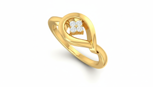 14K Gold & Natural Diamond Women's Luxury Swirl Ring with 4 Round Brilliant Cut <b>Stones</b> | 0.05Ctw Gold Plated Dailywear - Product Image 3