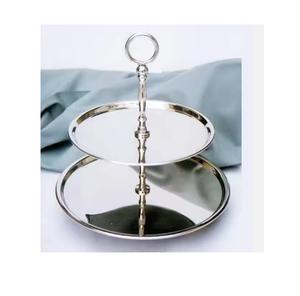 ที่วางเค้กโลหะสแตนเลส2ชั้นทำจากเงินอุปกรณ์ตกแต่งโต๊ะสำหรับงานแต่งงานที่วางเค้ก - Product Image 1