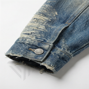 Chaqueta Vaquera Clásica con Efecto Desgastado para Hombre y Mujer, Ropa Casual de Moda Urbana, Chaqueta Vaquera Retro con Cuello Alto y Logotipo Frontal - Product Image 6