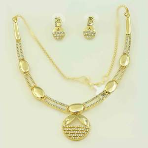 Vente en gros 14K 18K 24K Micro Gold Filled Fashion AD Jewelry Set, Colliers formant des pierres AD, Colliers courts de conception indo-occidentale. - Product Image 2